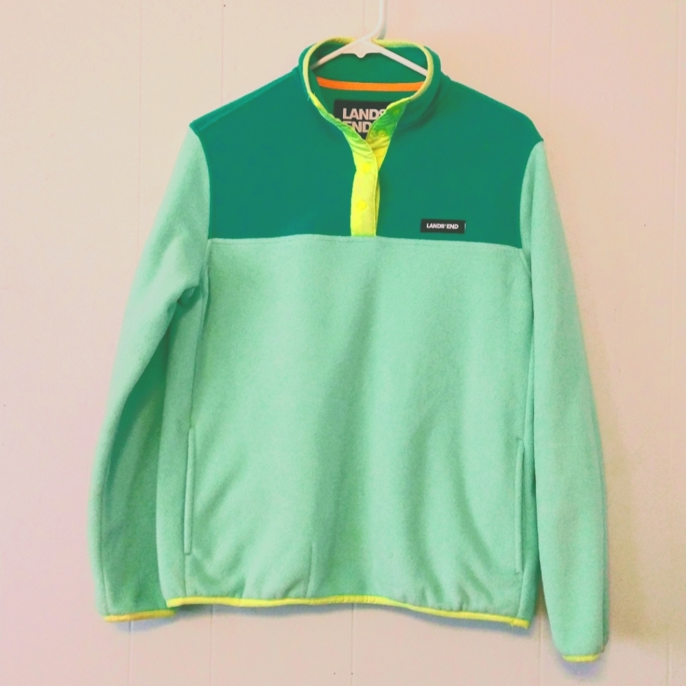 Bright Fleece jacket by Lands End Mint Green winter snow spring